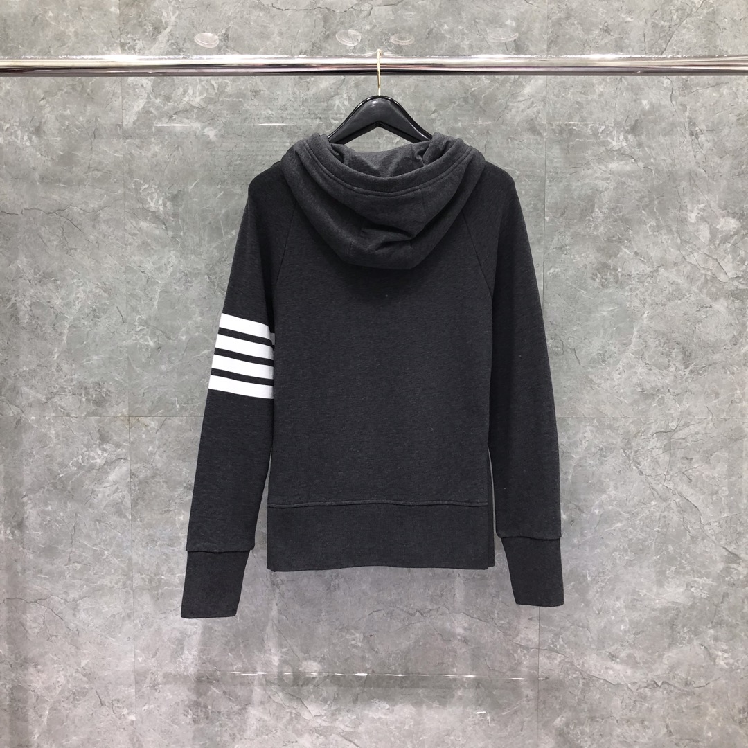 THOM BROWNE 经典四杠拉链连帽卫衣 长袖 藏青色 灰色 深灰色