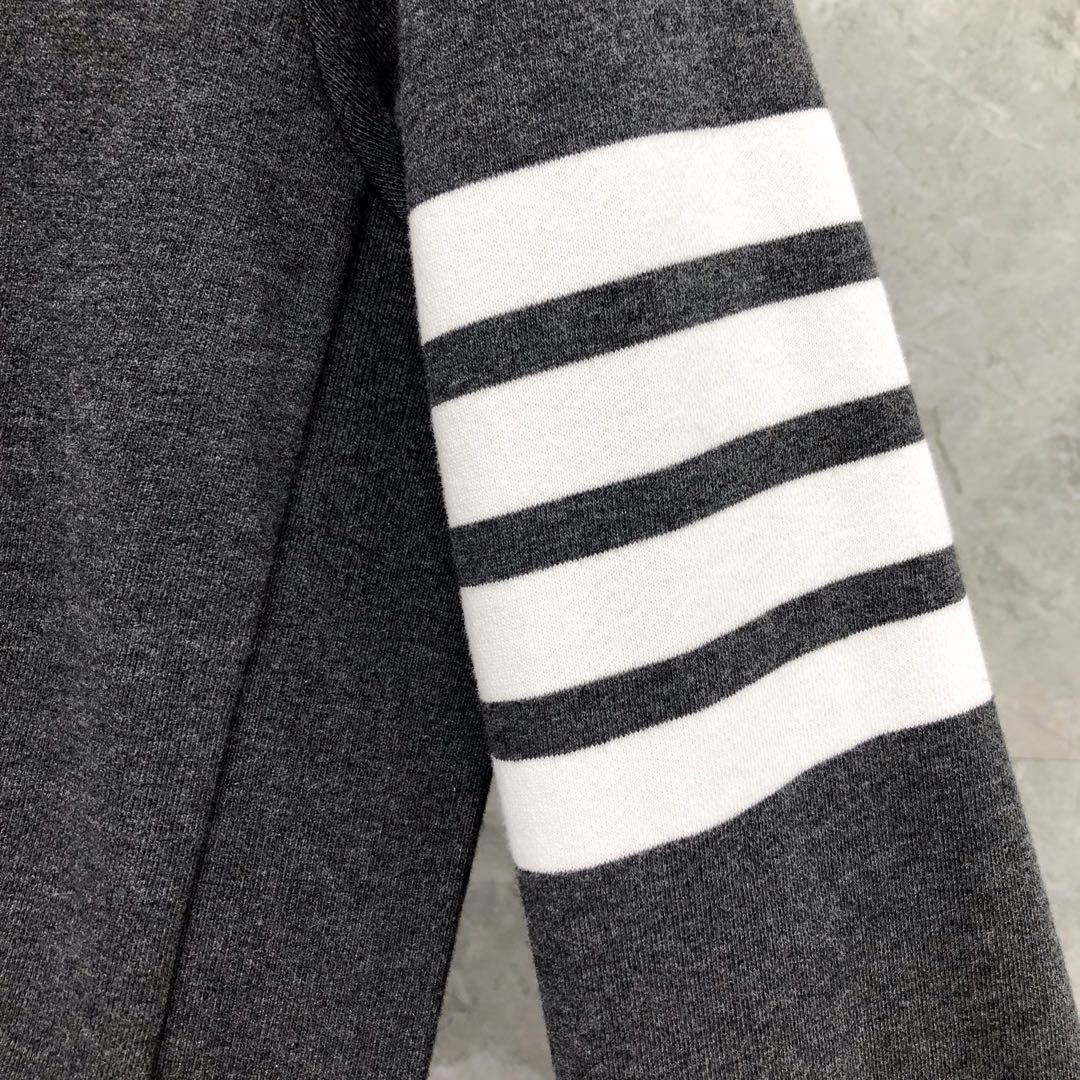 THOM BROWNE 经典四杠拉链连帽卫衣 长袖 藏青色 灰色 深灰色