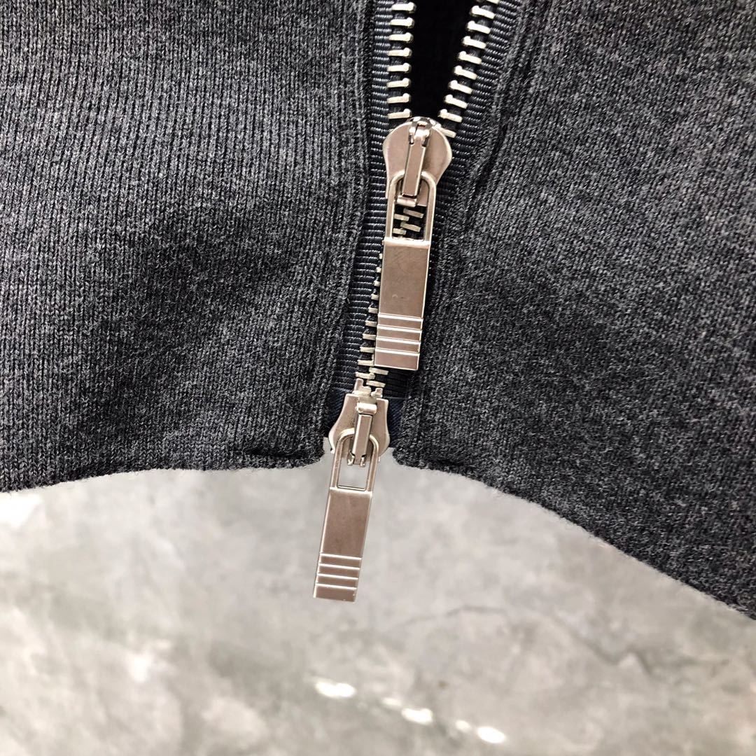 THOM BROWNE 经典四杠拉链连帽卫衣 长袖 藏青色 灰色 深灰色