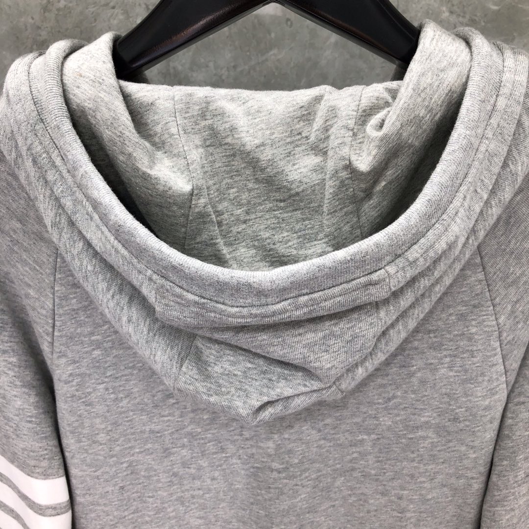 THOM BROWNE 经典四杠拉链连帽卫衣 长袖 藏青色 灰色 深灰色
