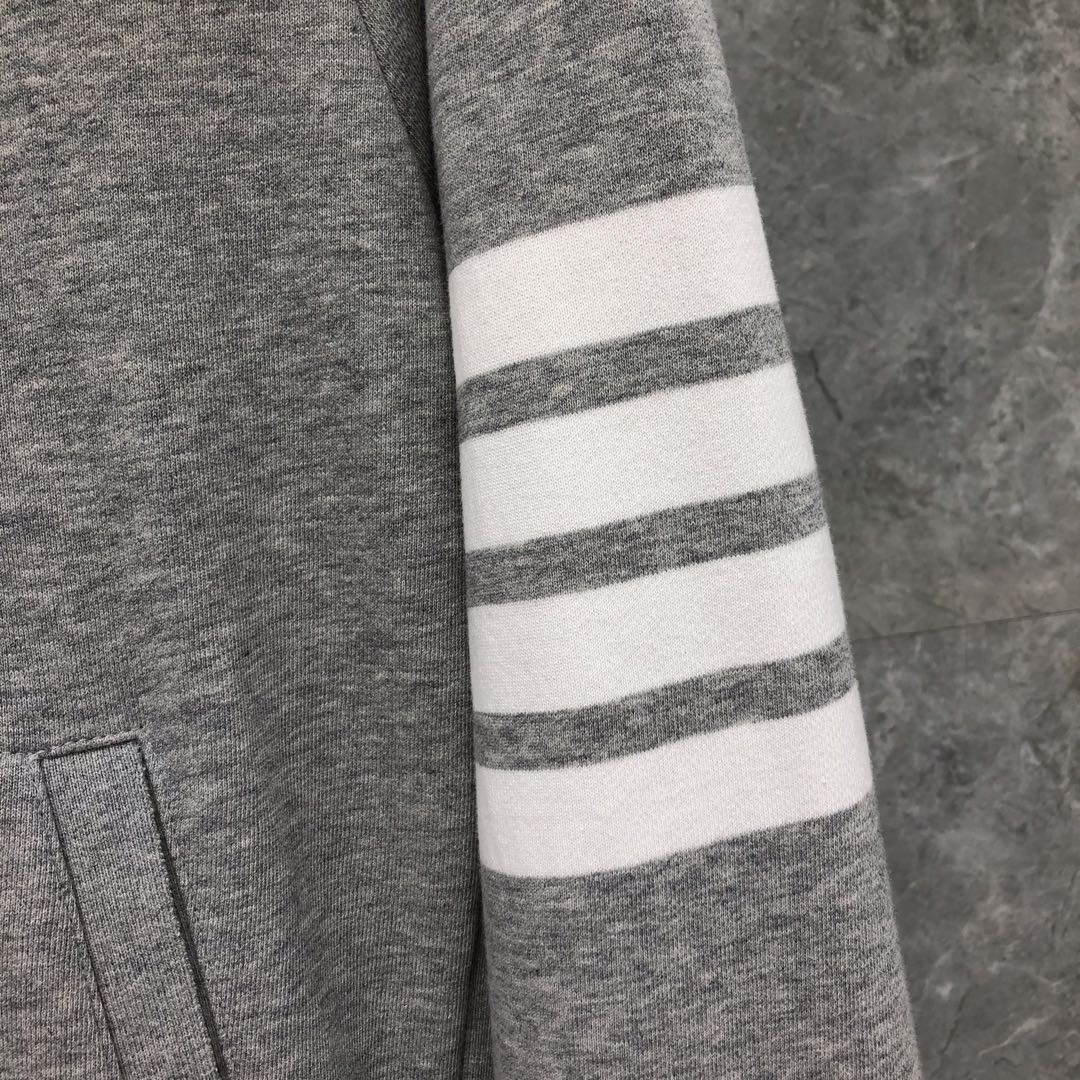 THOM BROWNE 经典四杠拉链连帽卫衣 长袖 藏青色 灰色 深灰色