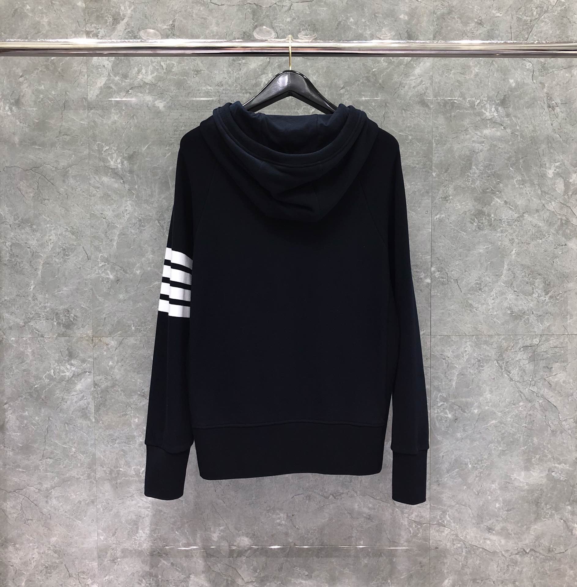 THOM BROWNE 经典四杠拉链连帽卫衣 长袖 藏青色 灰色 深灰色