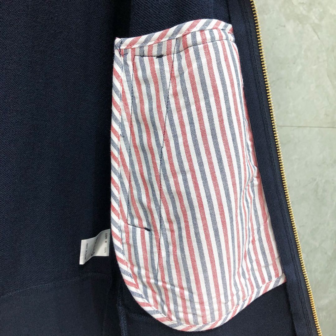 THOM BROWNE 经典四杠拉链连帽卫衣 长袖 藏青色 灰色 深灰色