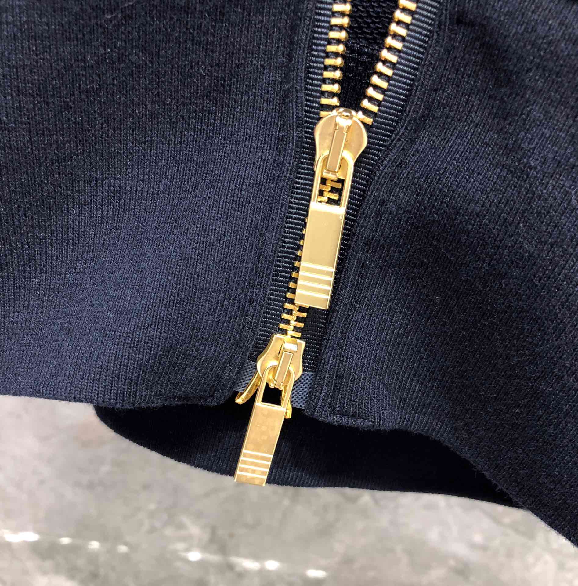 THOM BROWNE 经典四杠拉链连帽卫衣 长袖 藏青色 灰色 深灰色