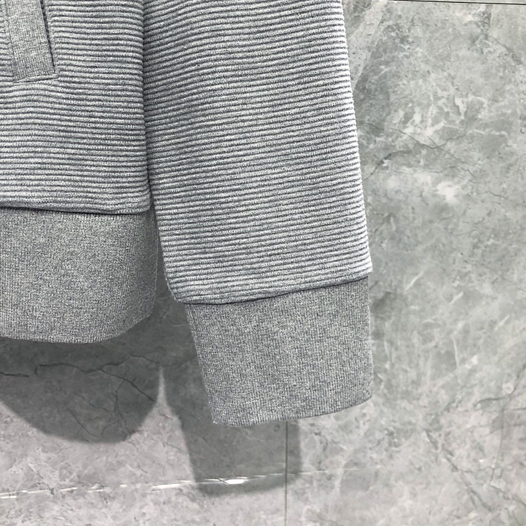 THOM BROWNE 经典四杠拉链连帽卫衣 长袖 藏青色 灰色 