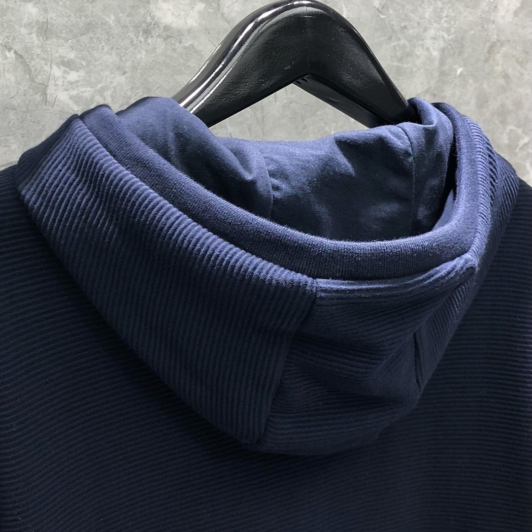 THOM BROWNE 经典四杠拉链连帽卫衣 长袖 藏青色 灰色 