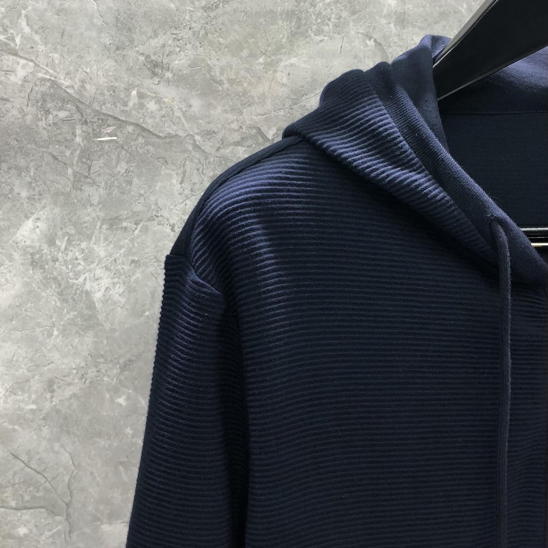 THOM BROWNE 经典四杠拉链连帽卫衣 长袖 藏青色 灰色 