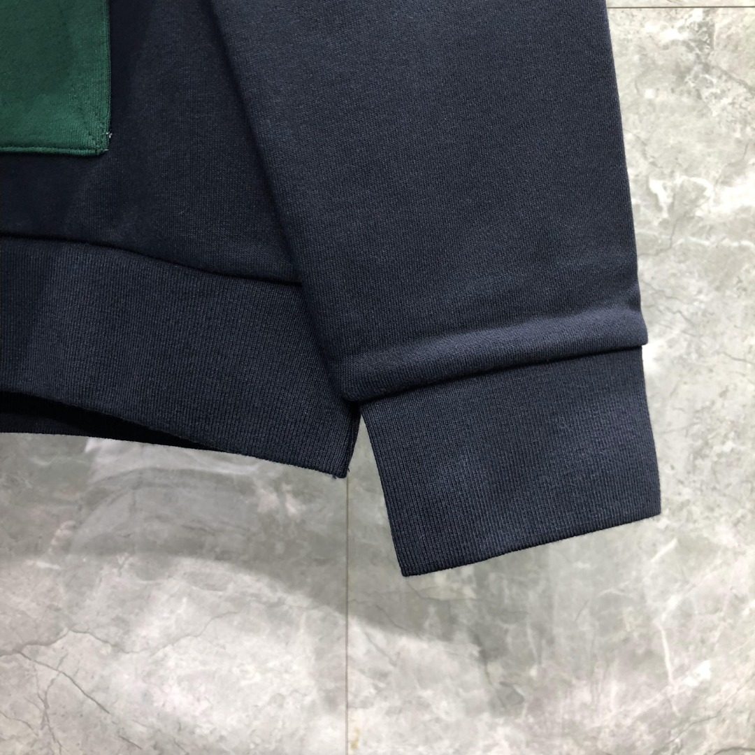 THOM BROWNE 拼色套头连帽卫衣 长袖 墨绿色