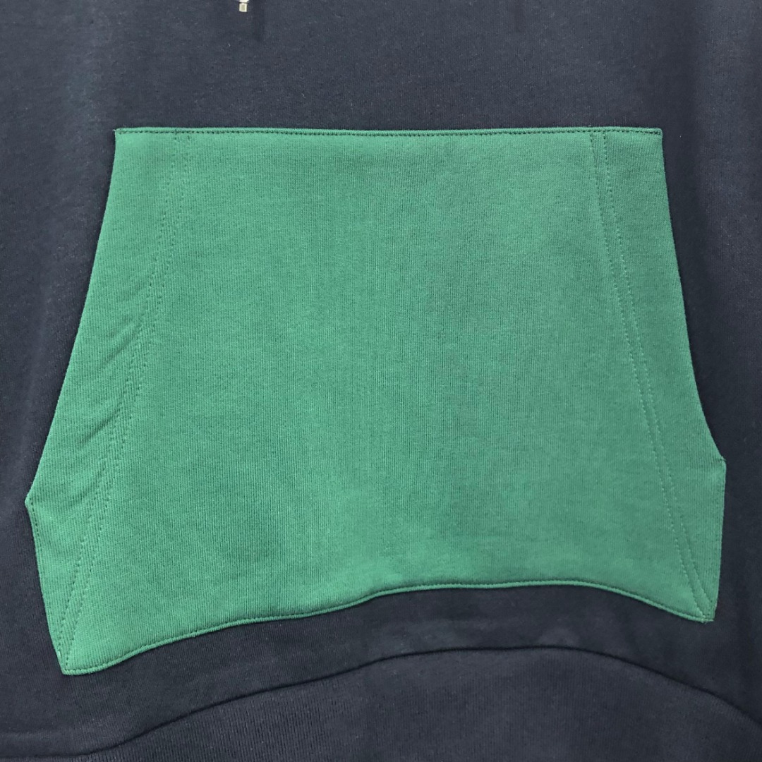 THOM BROWNE 拼色套头连帽卫衣 长袖 墨绿色