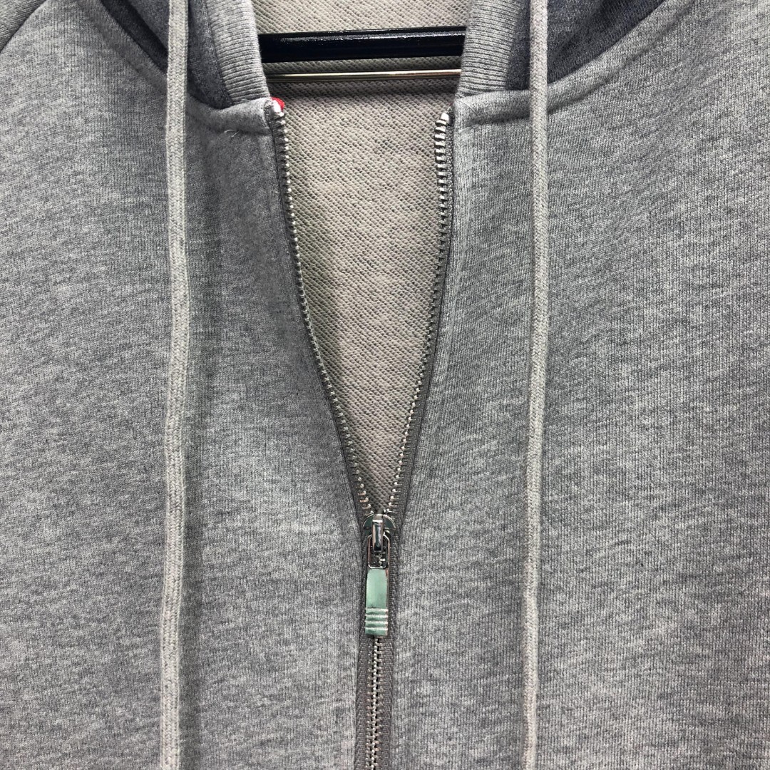 THOM BROWNE 灰色四杠拼色拉链连帽卫衣 长袖 灰色