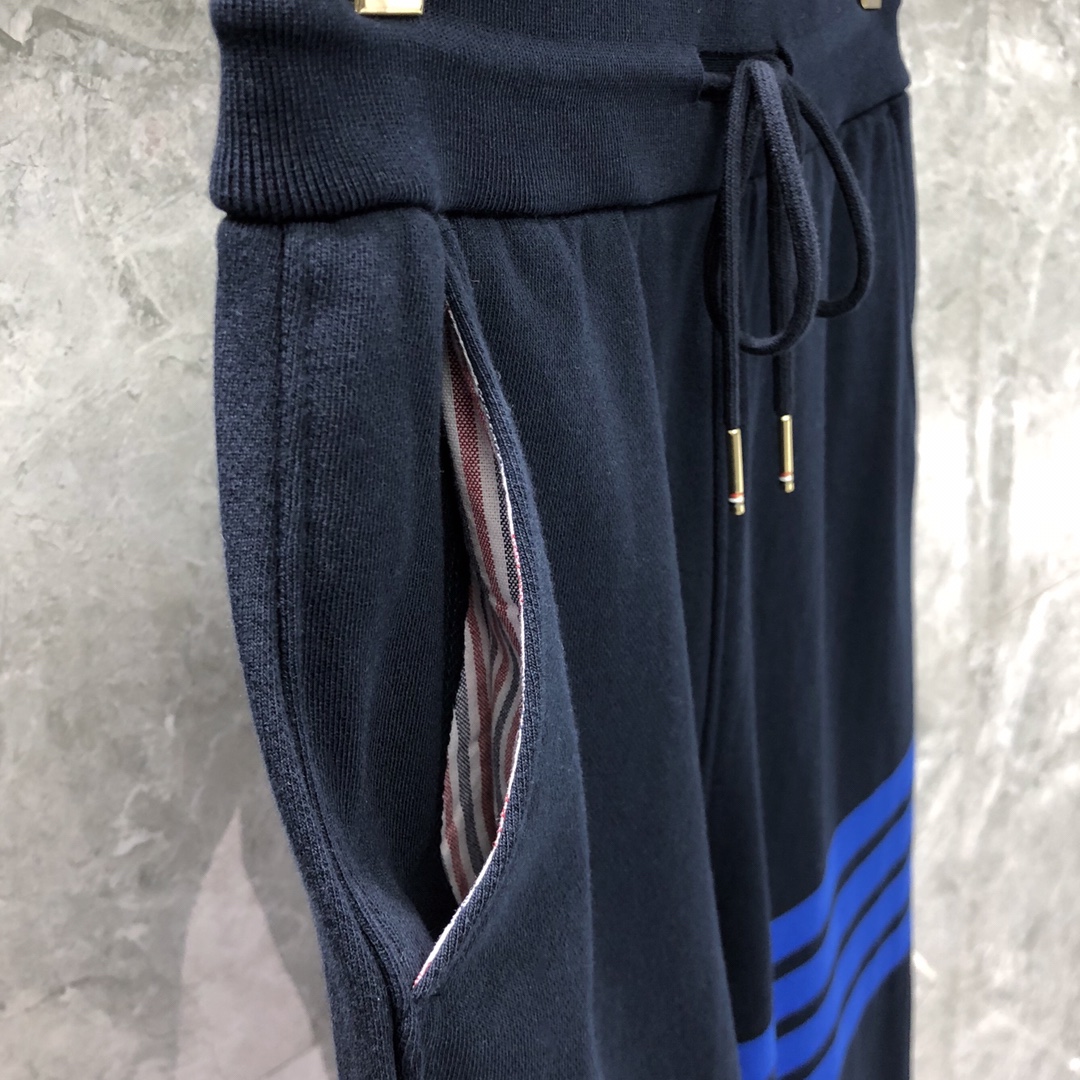 THOM BROWNE 经典四杠松紧腰卫裤 运动裤 休闲裤 裤子 灰色  藏青色