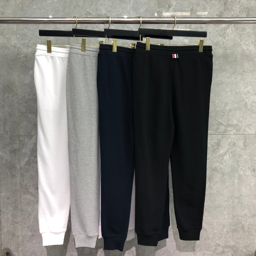 THOM BROWNE 纯色松紧腰卫裤 运动裤 休闲裤 裤子 白色 灰色  藏青色 黑色