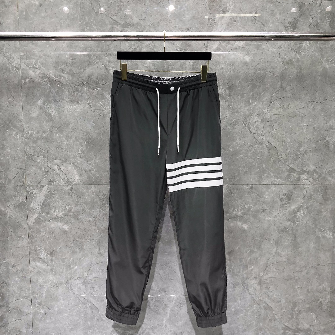 THOM BROWNE 经典四杠防水松紧腰休闲裤 运动裤 裤子 藏青色 灰色 