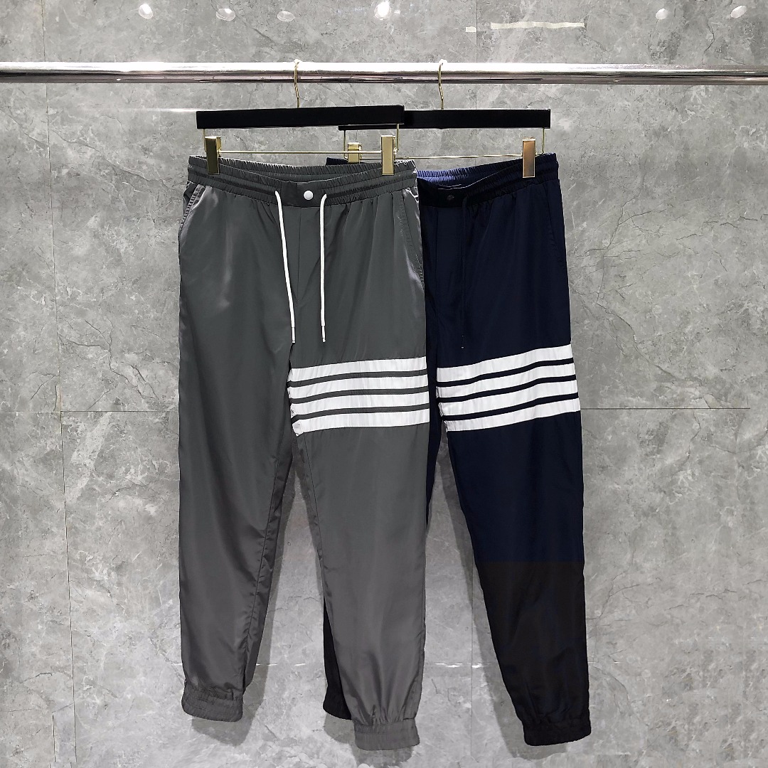 THOM BROWNE 经典四杠防水松紧腰休闲裤 运动裤 裤子 藏青色 灰色 