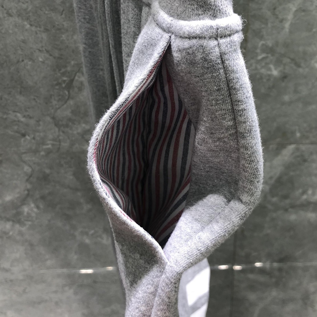 THOM BROWNE 经典四杠小狗刺绣图案松紧腰卫裤 运动裤 休闲裤 裤子 藏青色 灰色 