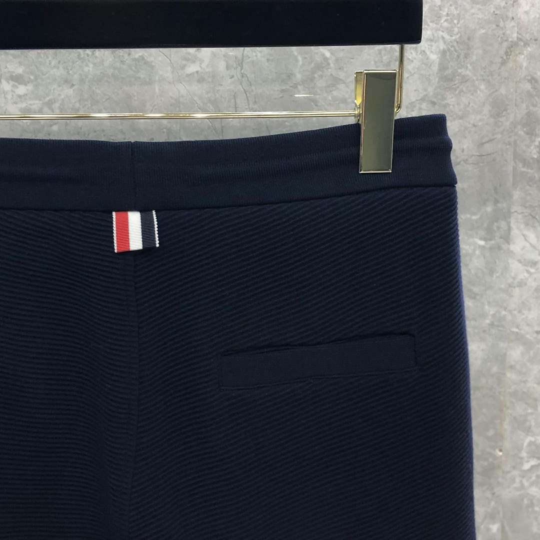 THOM BROWNE 经典四杠水波纹松紧腰卫裤 运动裤 休闲裤 裤子 藏青色 灰色 