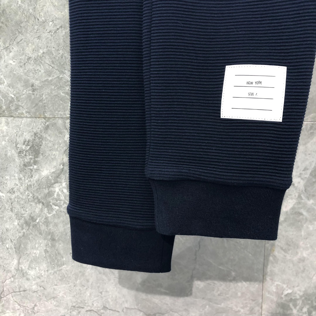 THOM BROWNE 经典四杠水波纹松紧腰卫裤 运动裤 休闲裤 裤子 藏青色 灰色 