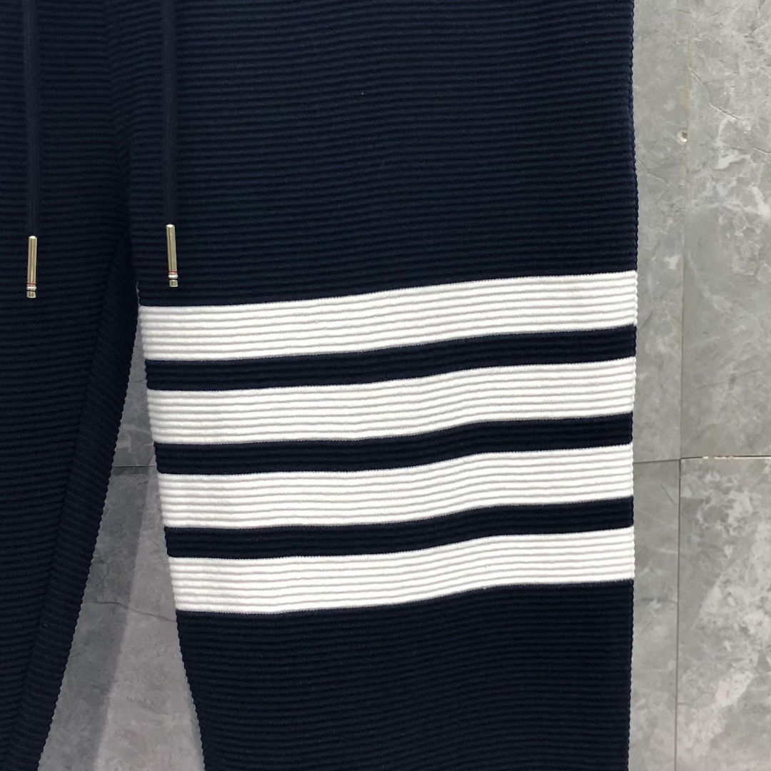 THOM BROWNE 经典四杠水波纹松紧腰卫裤 运动裤 休闲裤 裤子 藏青色 灰色 