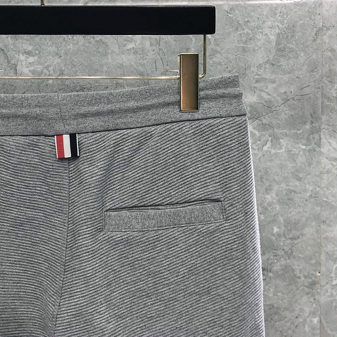 THOM BROWNE 经典四杠水波纹松紧腰卫裤 运动裤 休闲裤 裤子 藏青色 灰色 