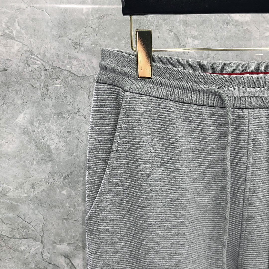 THOM BROWNE 经典四杠水波纹松紧腰卫裤 运动裤 休闲裤 裤子 藏青色 灰色 