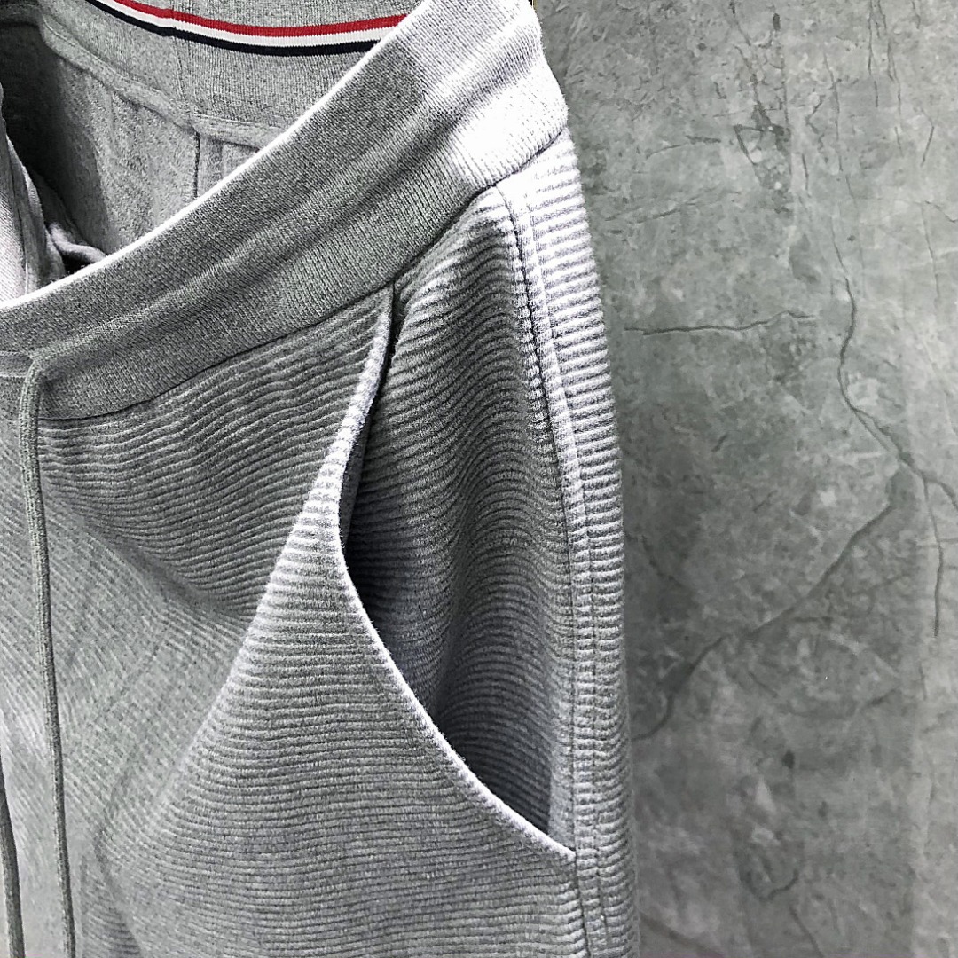 THOM BROWNE 经典四杠水波纹松紧腰卫裤 运动裤 休闲裤 裤子 藏青色 灰色 