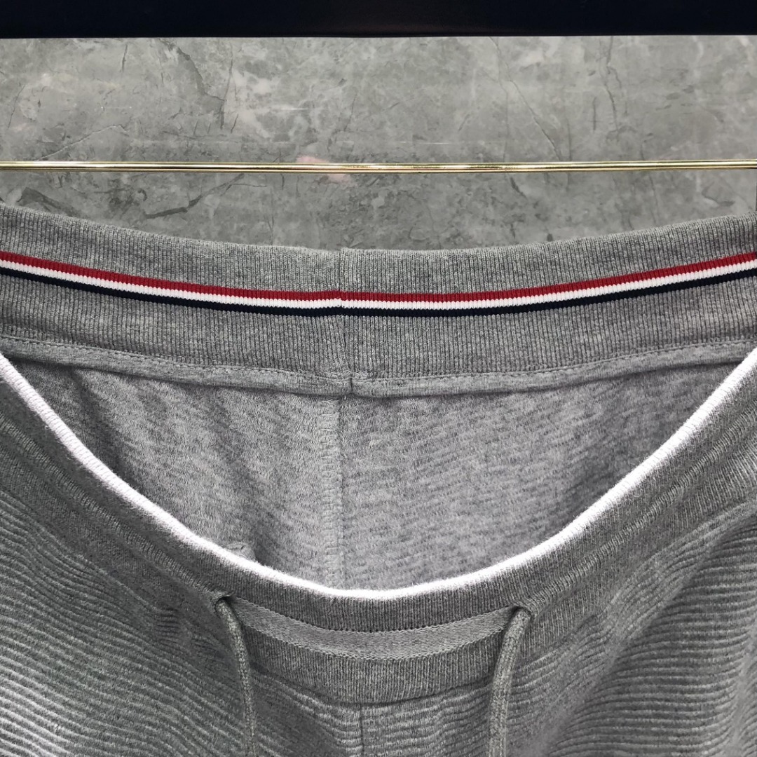 THOM BROWNE 经典四杠水波纹松紧腰卫裤 运动裤 休闲裤 裤子 藏青色 灰色 