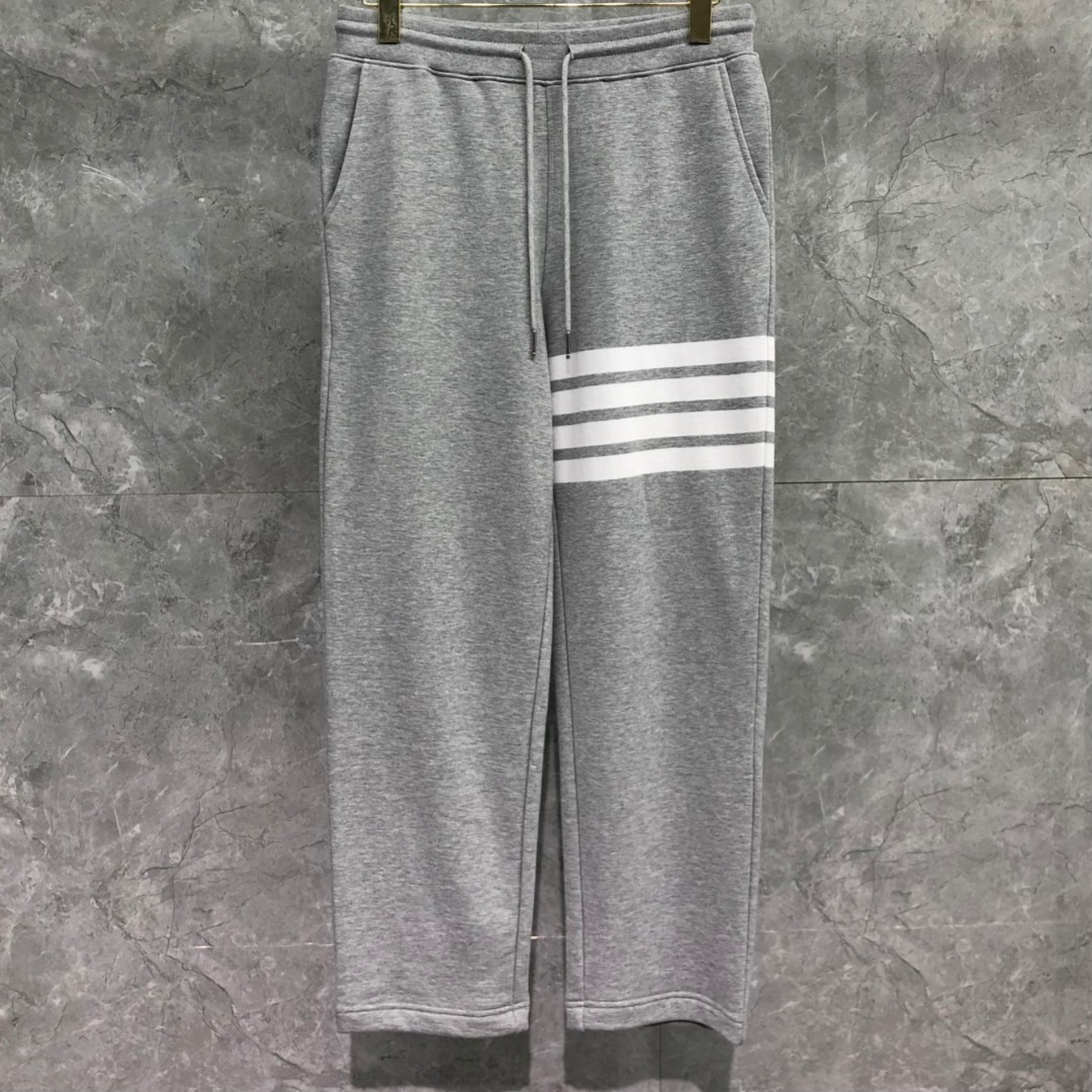 THOM BROWNE 经典四杠松紧腰直筒九分裤 运动裤 休闲裤 裤子 藏青色 黑色 灰色 