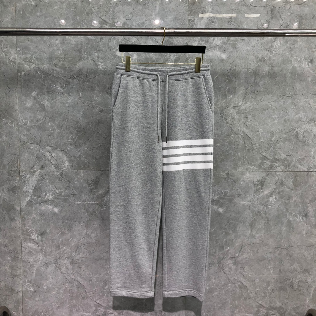 THOM BROWNE 经典四杠松紧腰直筒九分裤 运动裤 休闲裤 裤子 藏青色 黑色 灰色 