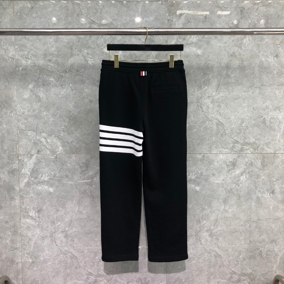 THOM BROWNE 经典四杠松紧腰直筒九分裤 运动裤 休闲裤 裤子 藏青色 黑色 灰色 