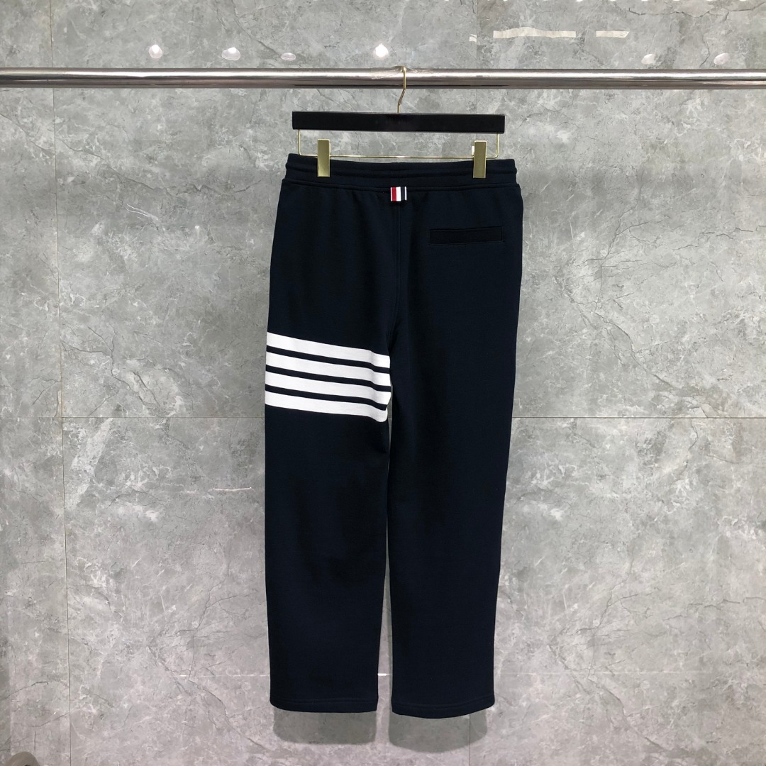 THOM BROWNE 经典四杠松紧腰直筒九分裤 运动裤 休闲裤 裤子 藏青色 黑色 灰色 