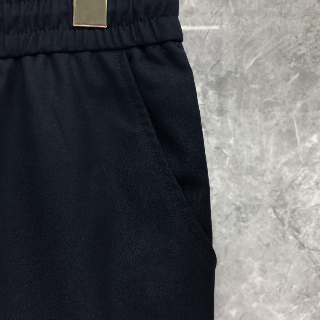 THOM BROWNE 纯色羊毛松紧腰休闲裤 裤子 灰色 藏青色 