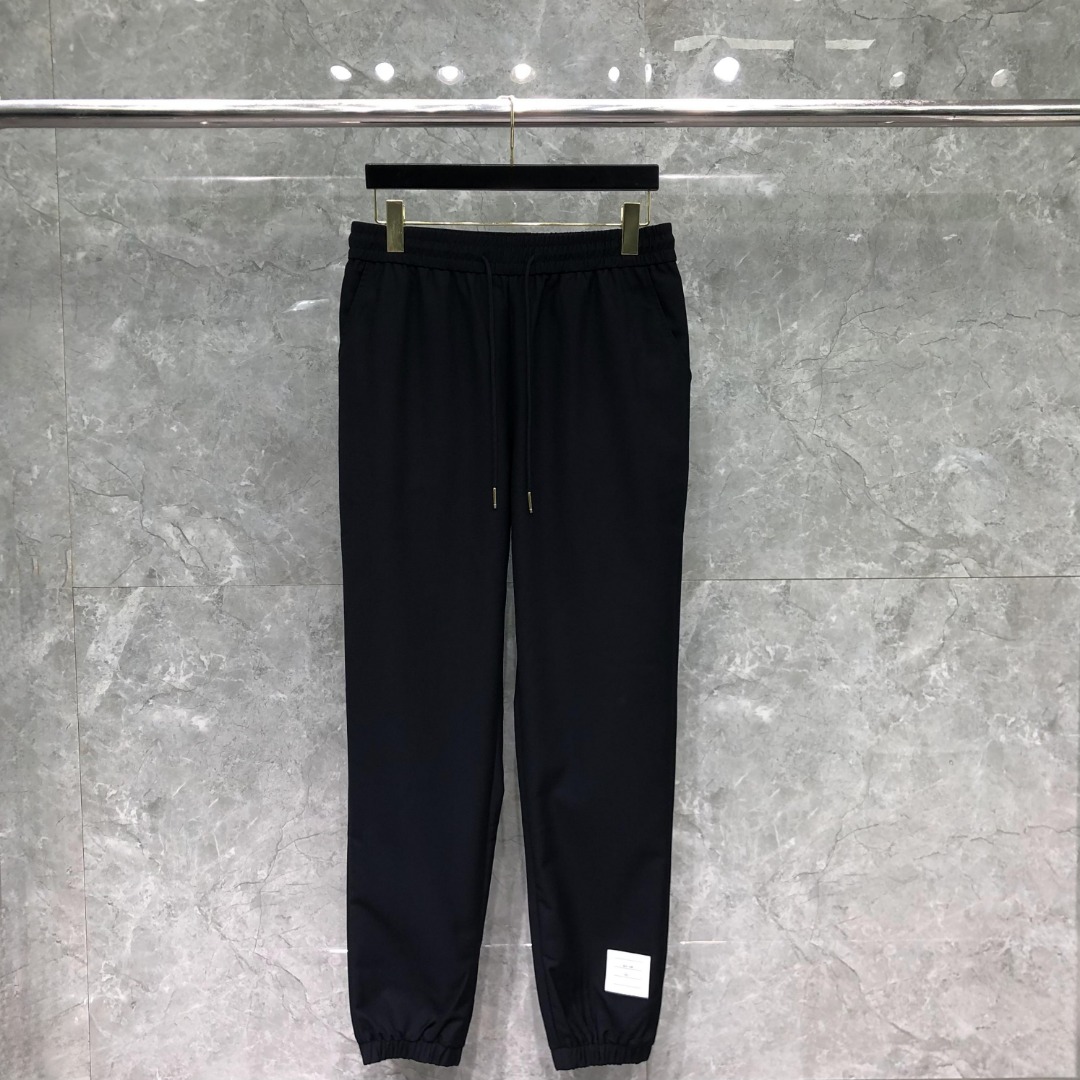 THOM BROWNE 纯色羊毛松紧腰休闲裤 裤子 灰色 藏青色 