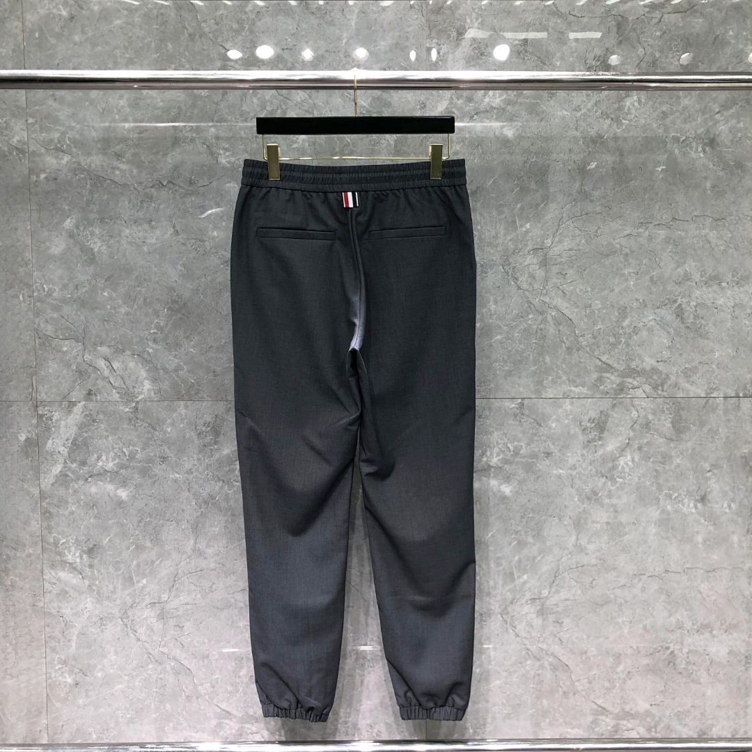 THOM BROWNE 纯色羊毛松紧腰休闲裤 裤子 灰色 藏青色 