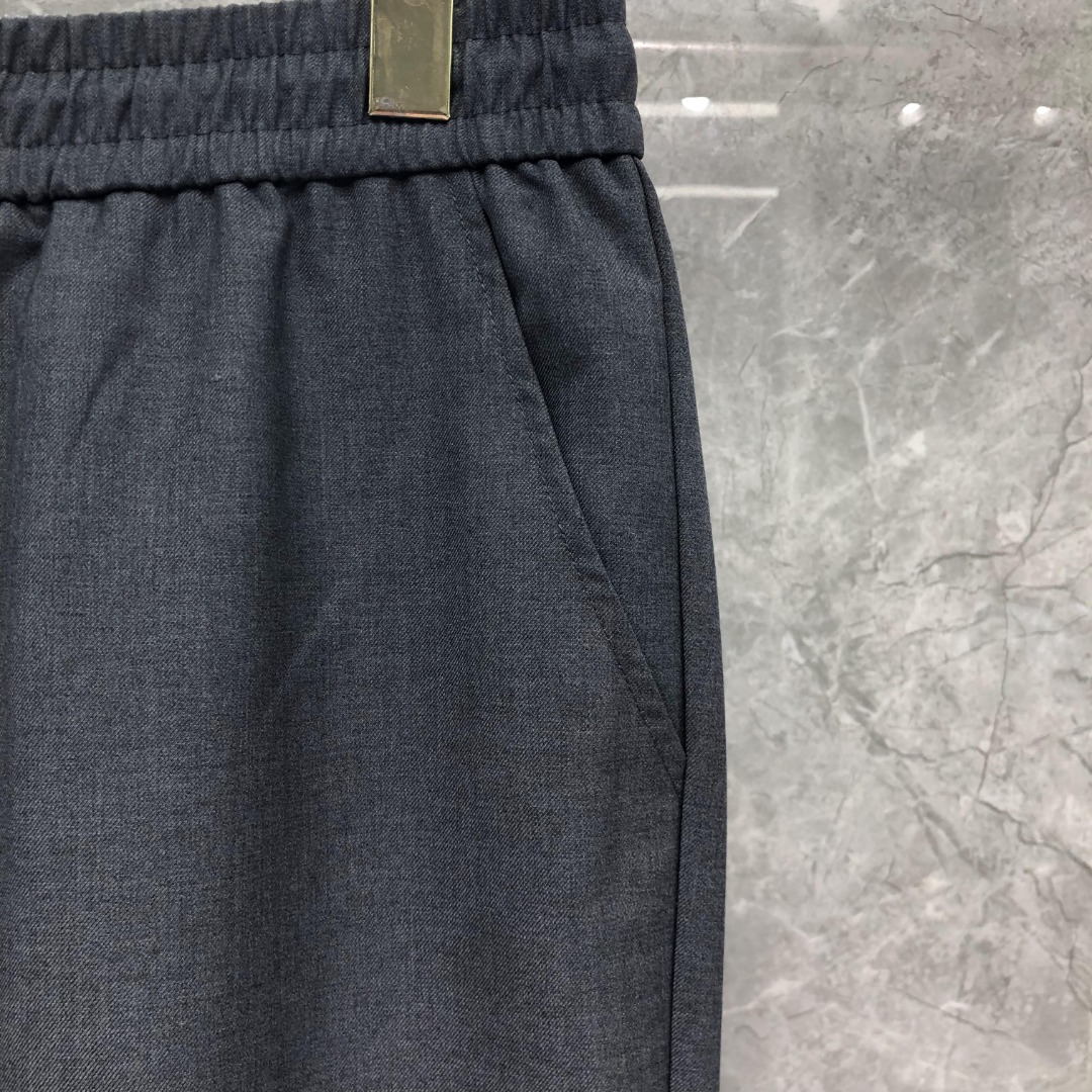 THOM BROWNE 纯色羊毛松紧腰休闲裤 裤子 灰色 藏青色 