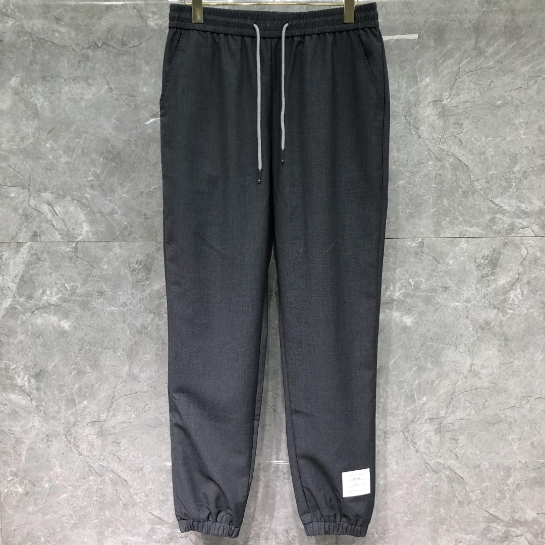 THOM BROWNE 纯色羊毛松紧腰休闲裤 裤子 灰色 藏青色 