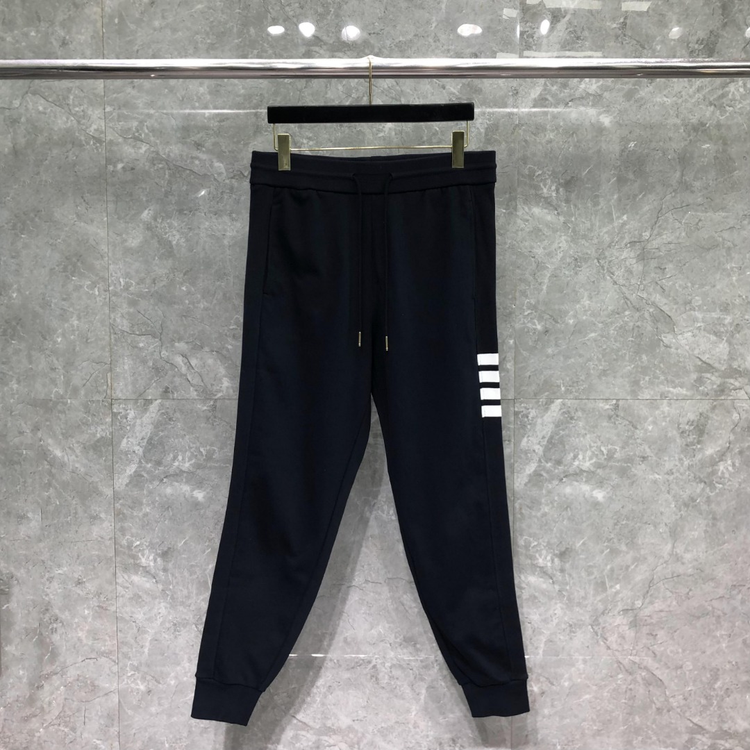 THOM BROWNE 侧面四杠松紧腰卫裤 休闲裤 裤子 灰色 藏青色 黑色