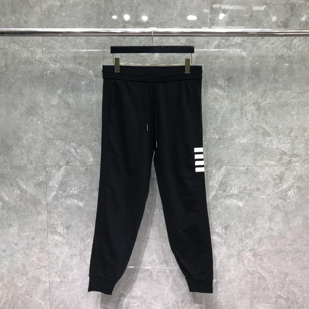 THOM BROWNE 侧面四杠松紧腰卫裤 休闲裤 裤子 灰色 藏青色 黑色