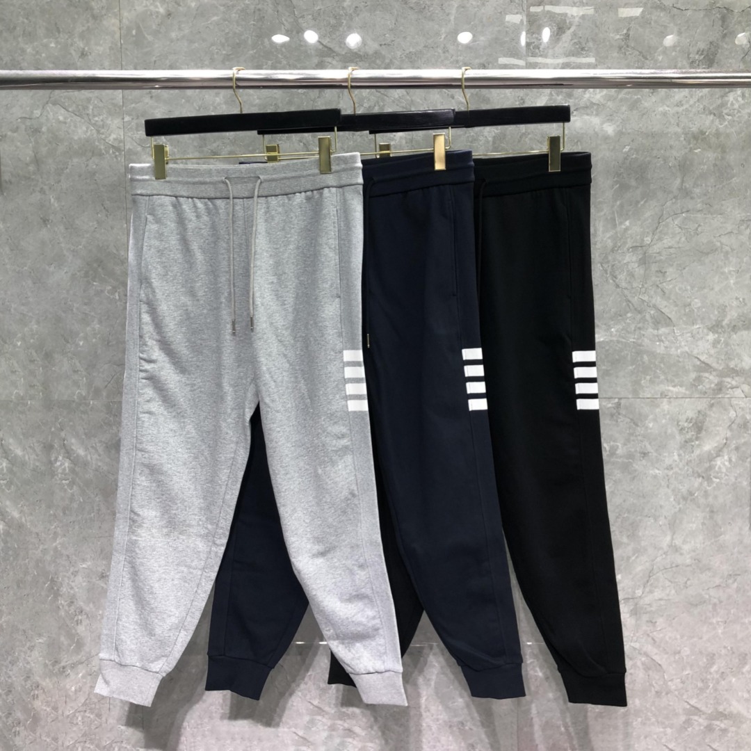 THOM BROWNE 侧面四杠松紧腰卫裤 休闲裤 裤子 灰色 藏青色 黑色