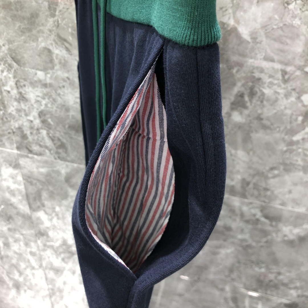 THOM BROWNE 拼色松紧腰卫裤 休闲裤 裤子 长裤 墨绿色