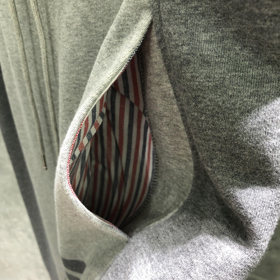 THOM BROWNE 四杠拼色松紧腰卫裤 休闲裤 裤子 长裤 灰色 