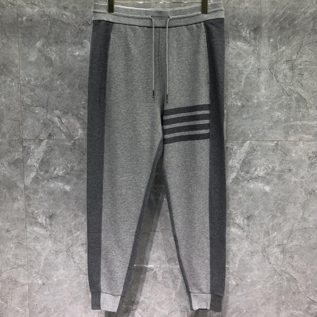 THOM BROWNE 四杠拼色松紧腰卫裤 休闲裤 裤子 长裤 灰色 