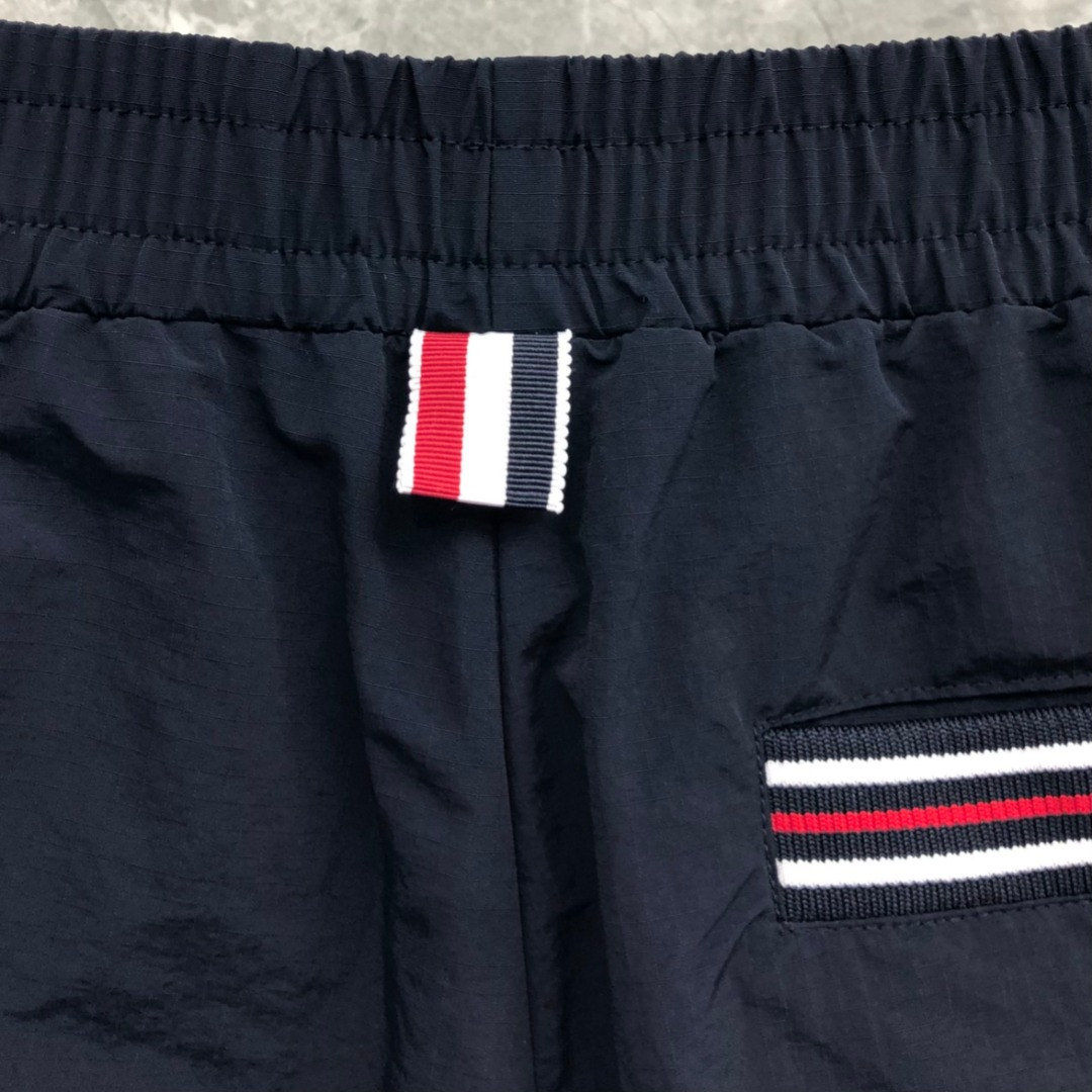 THOM BROWNE 网格双层口袋织带松紧腰运动裤 休闲裤 裤子 长裤 灰色 藏青色