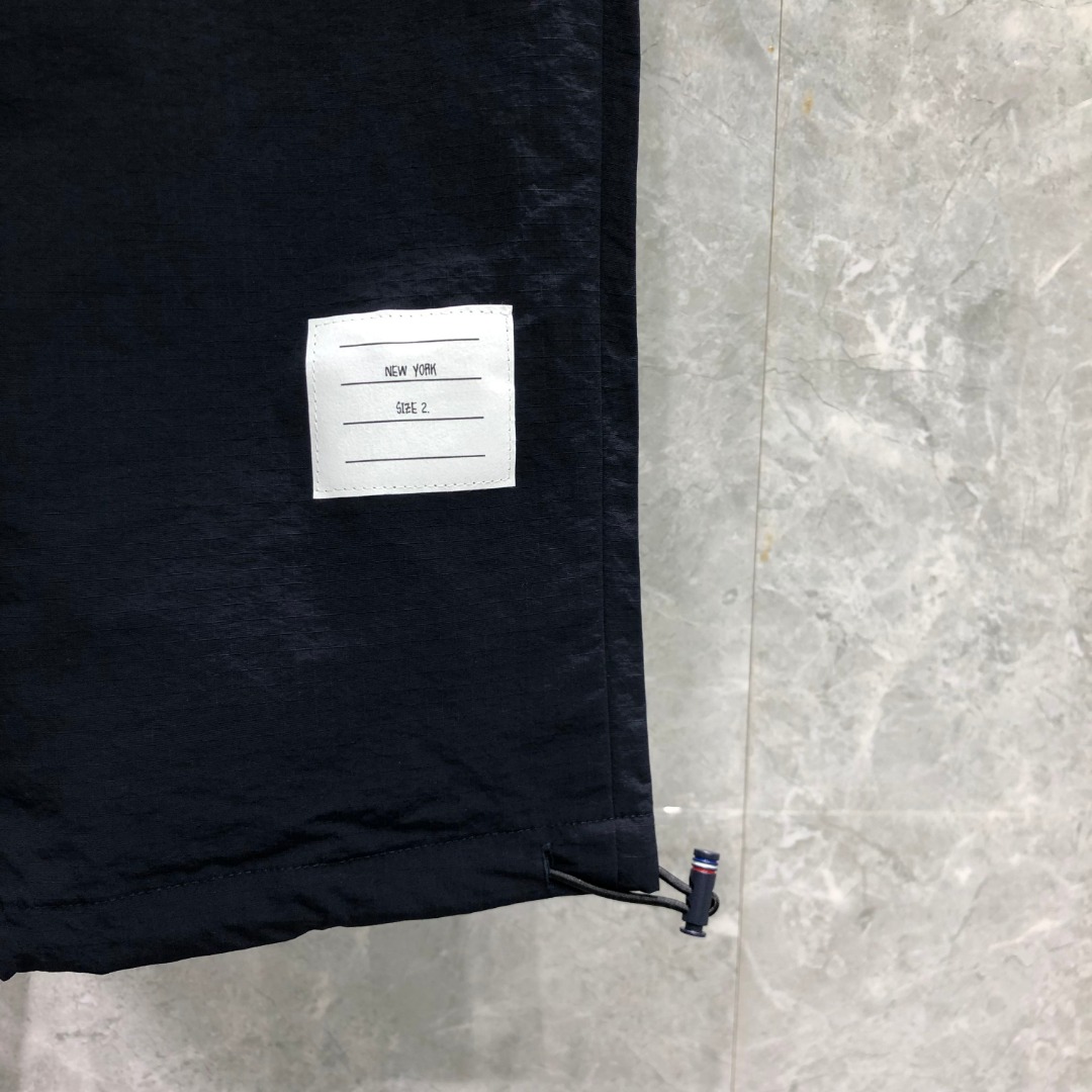 THOM BROWNE 网格双层口袋织带松紧腰运动裤 休闲裤 裤子 长裤 灰色 藏青色