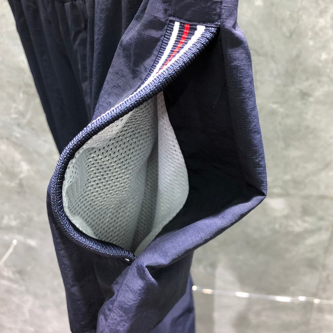THOM BROWNE 网格双层口袋织带松紧腰运动裤 休闲裤 裤子 长裤 灰色 藏青色