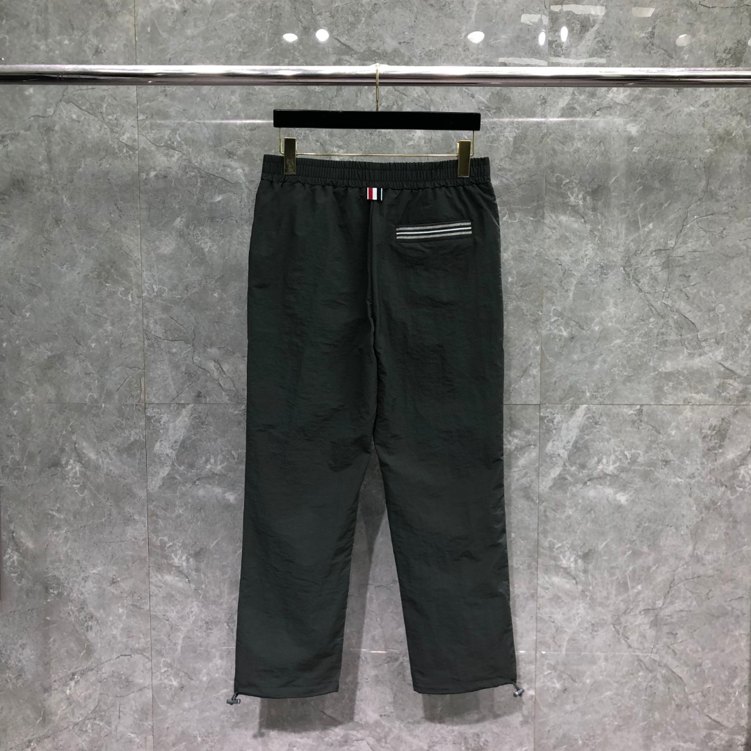 THOM BROWNE 网格双层口袋织带松紧腰运动裤 休闲裤 裤子 长裤 灰色 藏青色