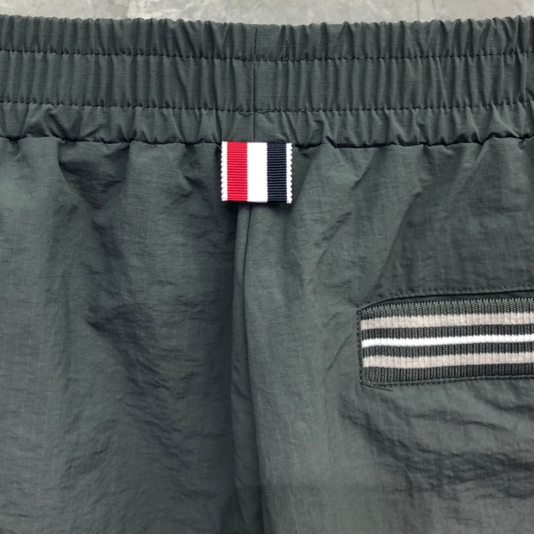 THOM BROWNE 网格双层口袋织带松紧腰运动裤 休闲裤 裤子 长裤 灰色 藏青色