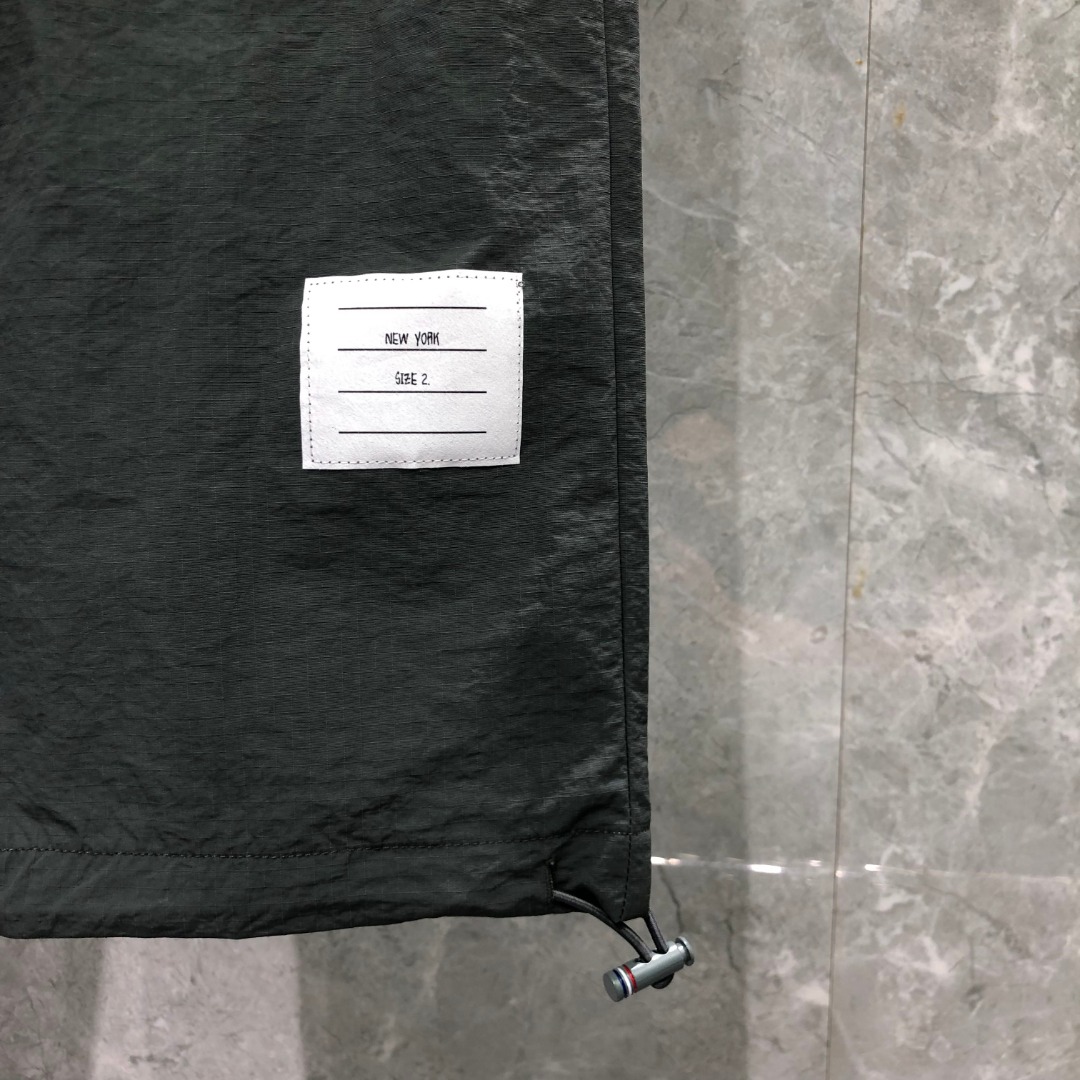 THOM BROWNE 网格双层口袋织带松紧腰运动裤 休闲裤 裤子 长裤 灰色 藏青色