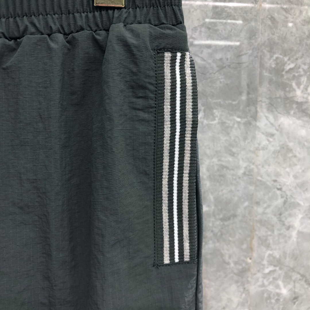 THOM BROWNE 网格双层口袋织带松紧腰运动裤 休闲裤 裤子 长裤 灰色 藏青色