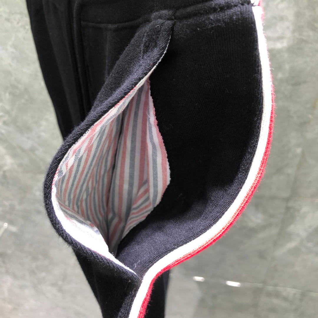 THOM BROWNE 单边织带松紧腰卫裤 休闲裤 裤子 灰色 藏青色 黑色