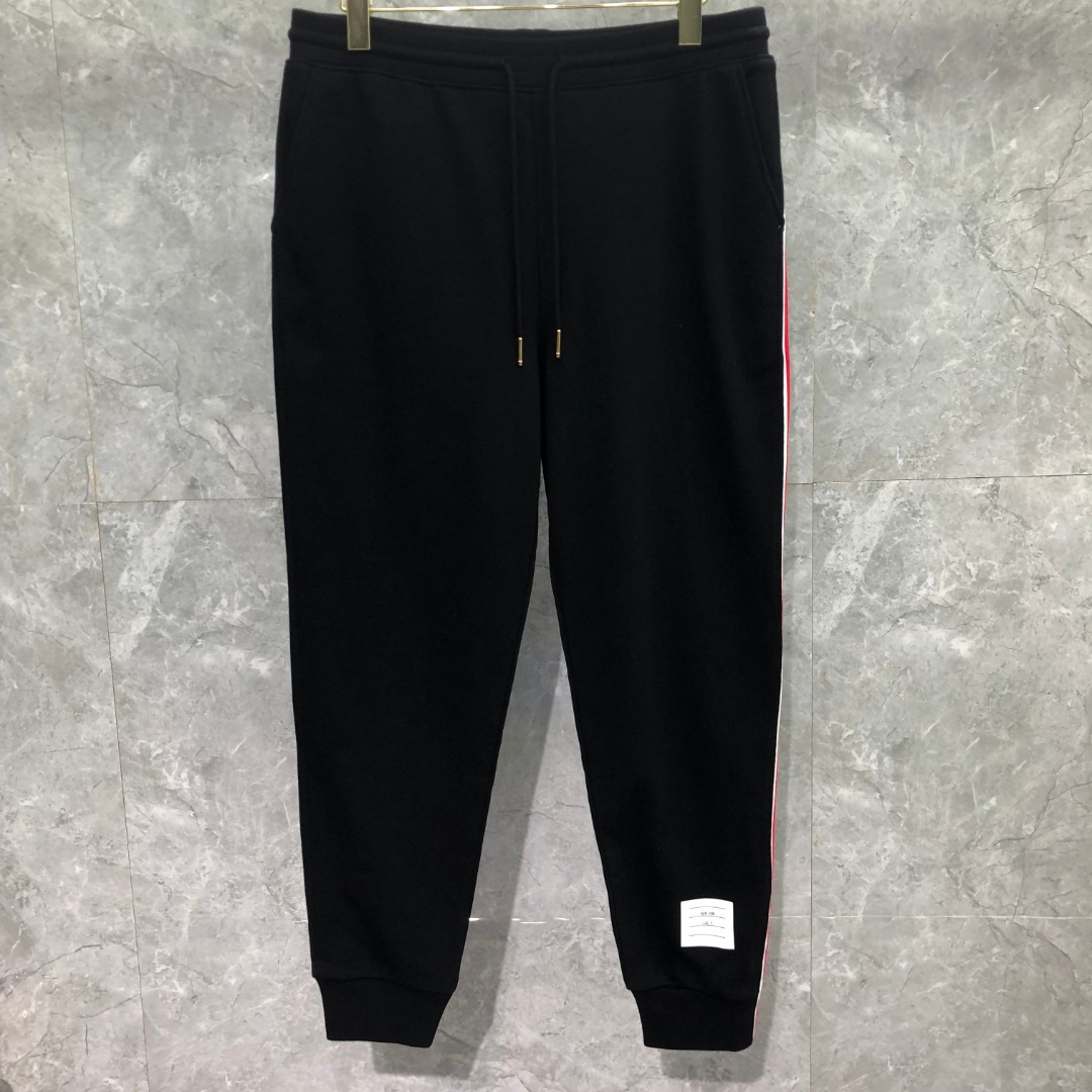 THOM BROWNE 单边织带松紧腰卫裤 休闲裤 裤子 灰色 藏青色 黑色